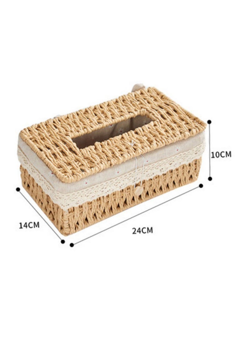 LINGWEI Handwoven Tissue Box Cover Handwoven Elegance Tissue Case Dual Function Storage and Decorative Charm For a Refreshing Home Environmento  - Image 5