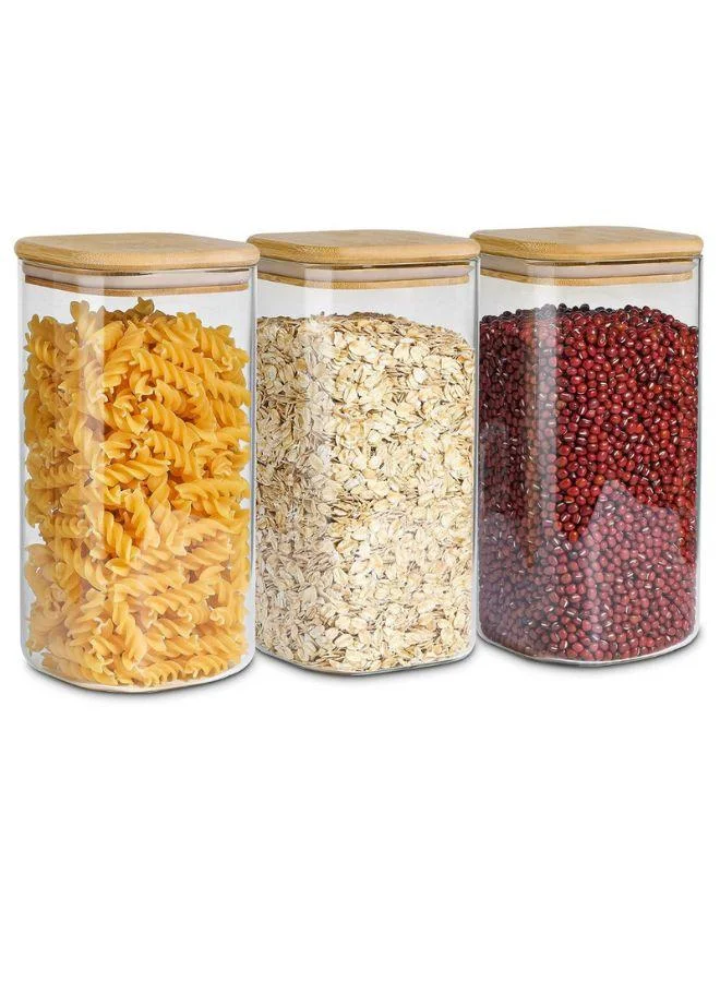 QUESERA Quesera Airtight Glass Storage Canister with Wood Lid