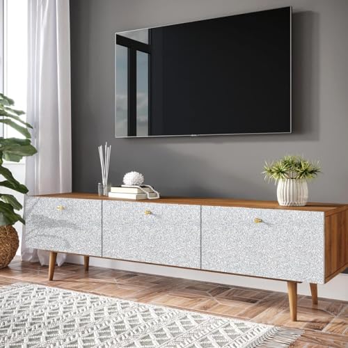 GREEWELT Silver Glitter Wallpaper | Peel and Stick | Self Adhesive Sparkle Wall Décor | Waterproof Vinyl | 41cm x 200cm | Stylish Shine for Walls & Furniture - Image 2