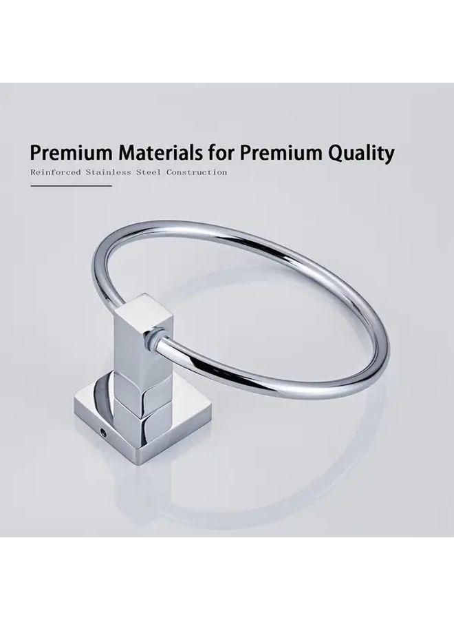 Heavy Duty Stainless Steel Towel Ring Wall Mounted Bathroom Rack with Hole Space Saving Circular Design Easy Installation Kitchen Laundry Organizer Modern Minimalist Decor Smooth Surface 635 Chrome - Image 4