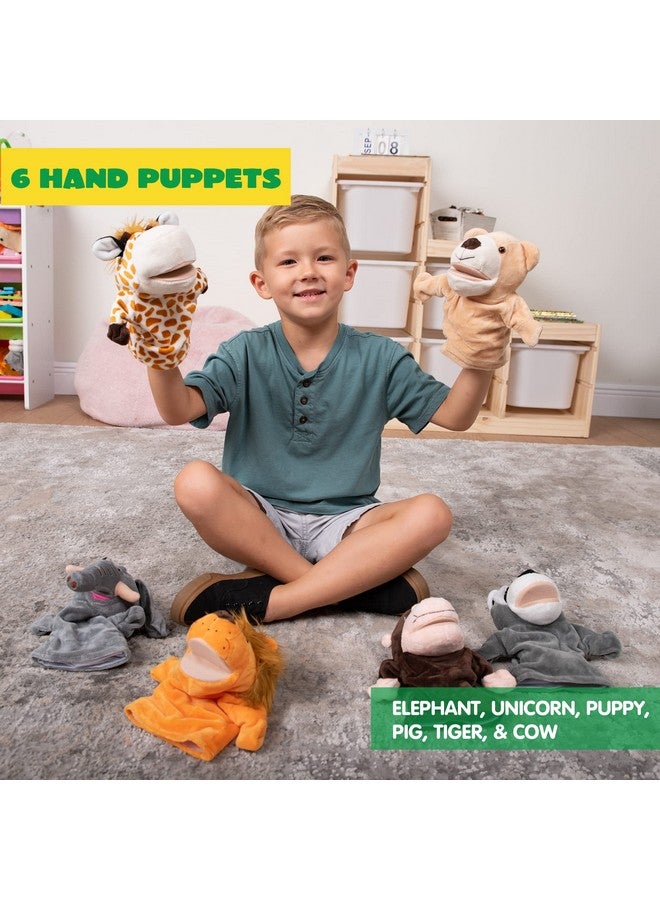 JOYIN 6Pcs Kids Hand Puppet Set with Working Mouth, Toddler Animal Plush Toy Includes Elephant, Giraffe, Lion, Bear, Raccoon and Monkey for Show Theater, Birthday Gifts - Image 4