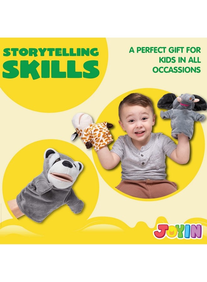 JOYIN 6Pcs Kids Hand Puppet Set with Working Mouth, Toddler Animal Plush Toy Includes Elephant, Giraffe, Lion, Bear, Raccoon and Monkey for Show Theater, Birthday Gifts - Image 3