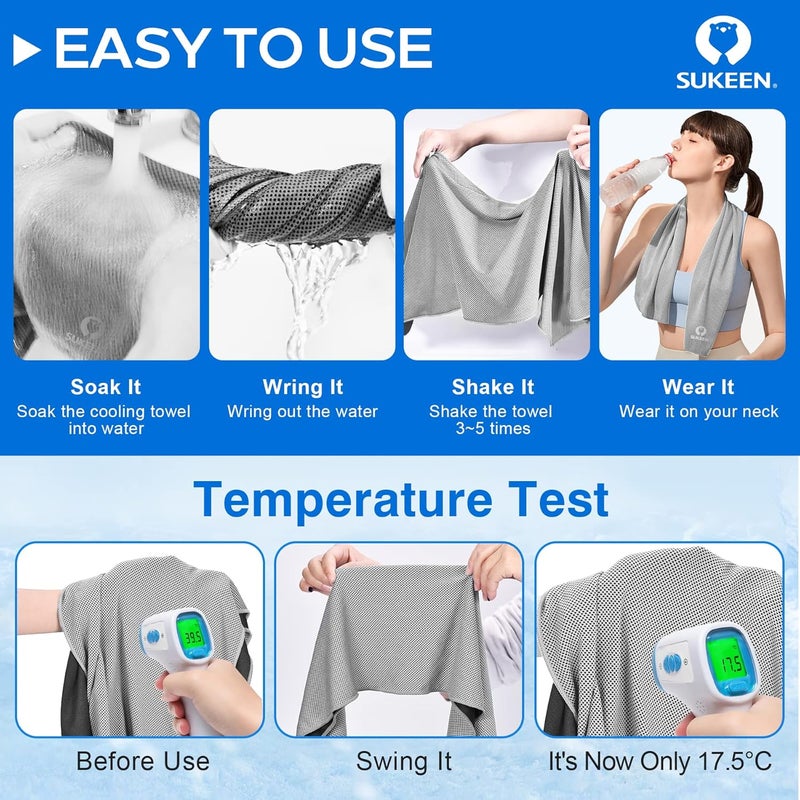 Sukeen [4 Pack Cooling Towel (40"x12"),Ice Towel,Soft Breathable Chilly Towel,Microfiber Towel for Yoga,Sport,Running,Gym,Workout,Camping,Fitness,Workout & More Activities - Image 4