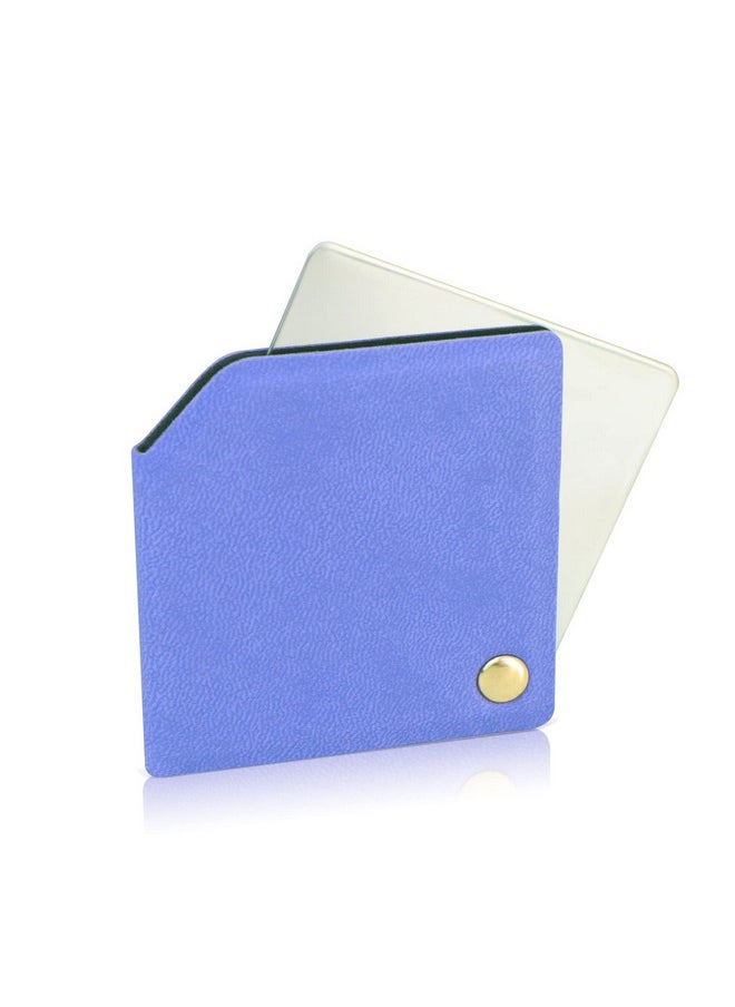 BangBoom Stainless Steel Compact Mirror With Pu Leather Sleeve, Unbreakable Travel Makeup Mirror, Rotary Square Pocket Mirror, Portable Purse Mirror, Mini Mirror (Stainless Steel Purple)  - Image 1