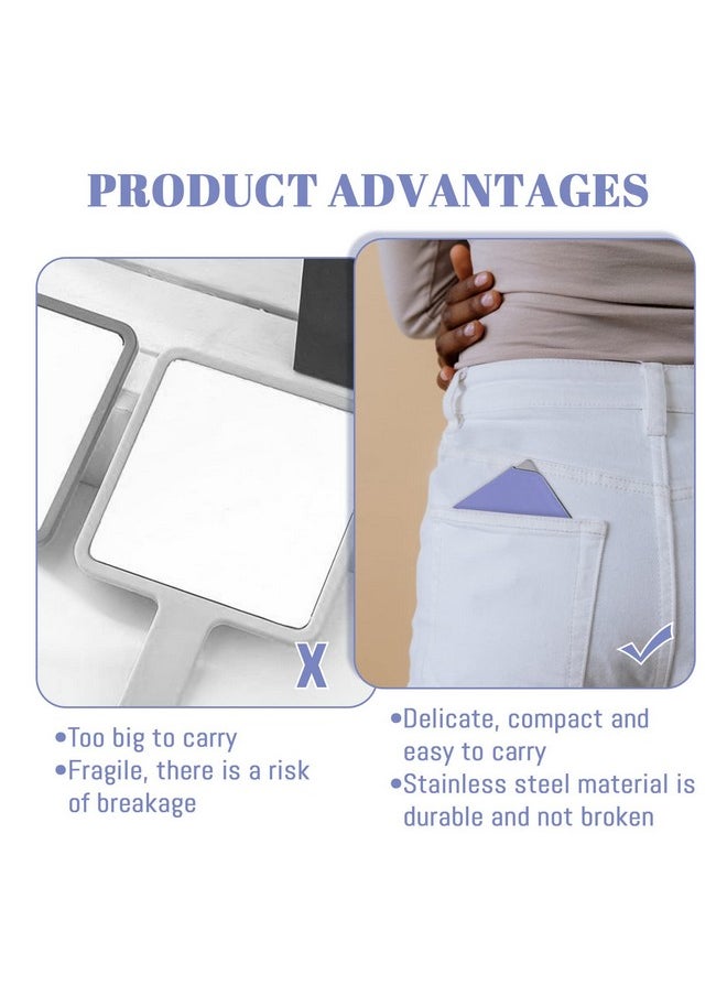 BangBoom Stainless Steel Compact Mirror With Pu Leather Sleeve, Unbreakable Travel Makeup Mirror, Rotary Square Pocket Mirror, Portable Purse Mirror, Mini Mirror (Stainless Steel Purple)  - Image 3