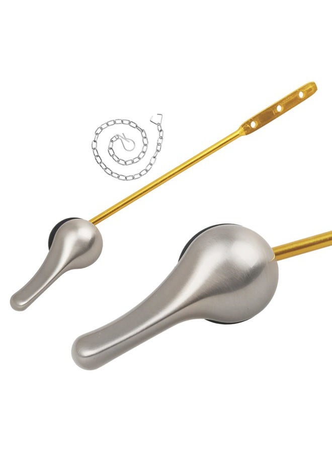 Opzour Toilet Handle Replacement Kit - Universal Flush Handle with Stainless Steel Flapper Chain and Brushed Nickel Lever - Image 1