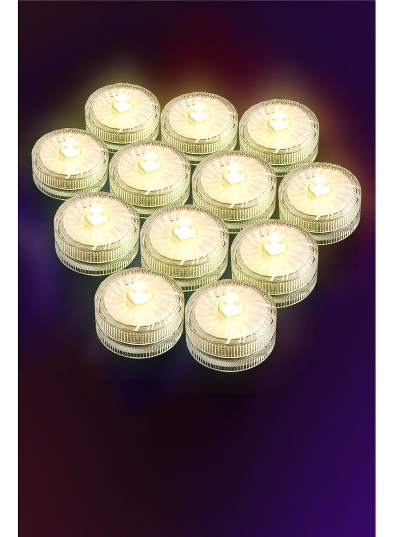 سعادة الضوء مصابيح LED صغيرة للغوص، عبوة من 12 مصباحًا، ضوء أبيض دافئ، وضع إضاءة ثابت، مصابيح ديكور بيئي، ديكور حوض السمك، ديكور المنزل، ديكور أجواء العطلات، تصنيف IP68 مقاوم للماء (12 مصباحًا) - Image 1