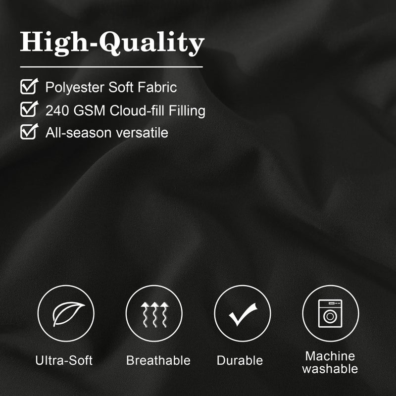 Monbix Queen Comforter Set - 7 Pieces Black Bed in a Bag Queen Bedding Sets with Comforters, All Seasons Comforter Bed Set with Sheets,Pillowcases & Shams - Image 5
