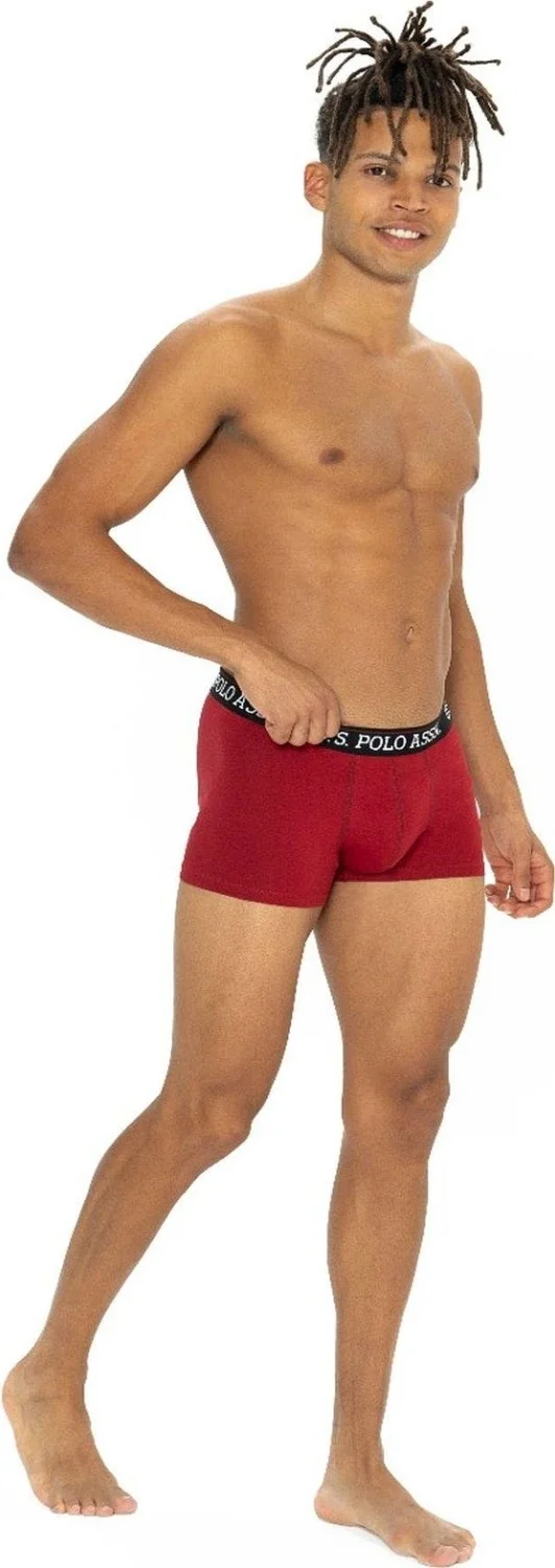 U.S. Polo Assn. 80528 Men's Cotton 3-Pack Boxer-Black&maroon&printed