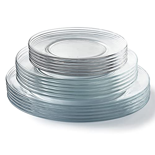 Duralex Lys Glass Dinnerware Set 18Piece Clear Dinner Dessert Soup Plates for All Occasions - Image 1