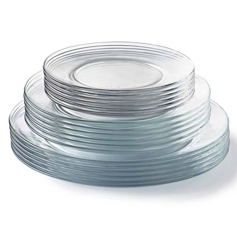Duralex Lys Glass Dinnerware Set 18Piece Clear Dinner Dessert Soup Plates for All Occasions - Image 2
