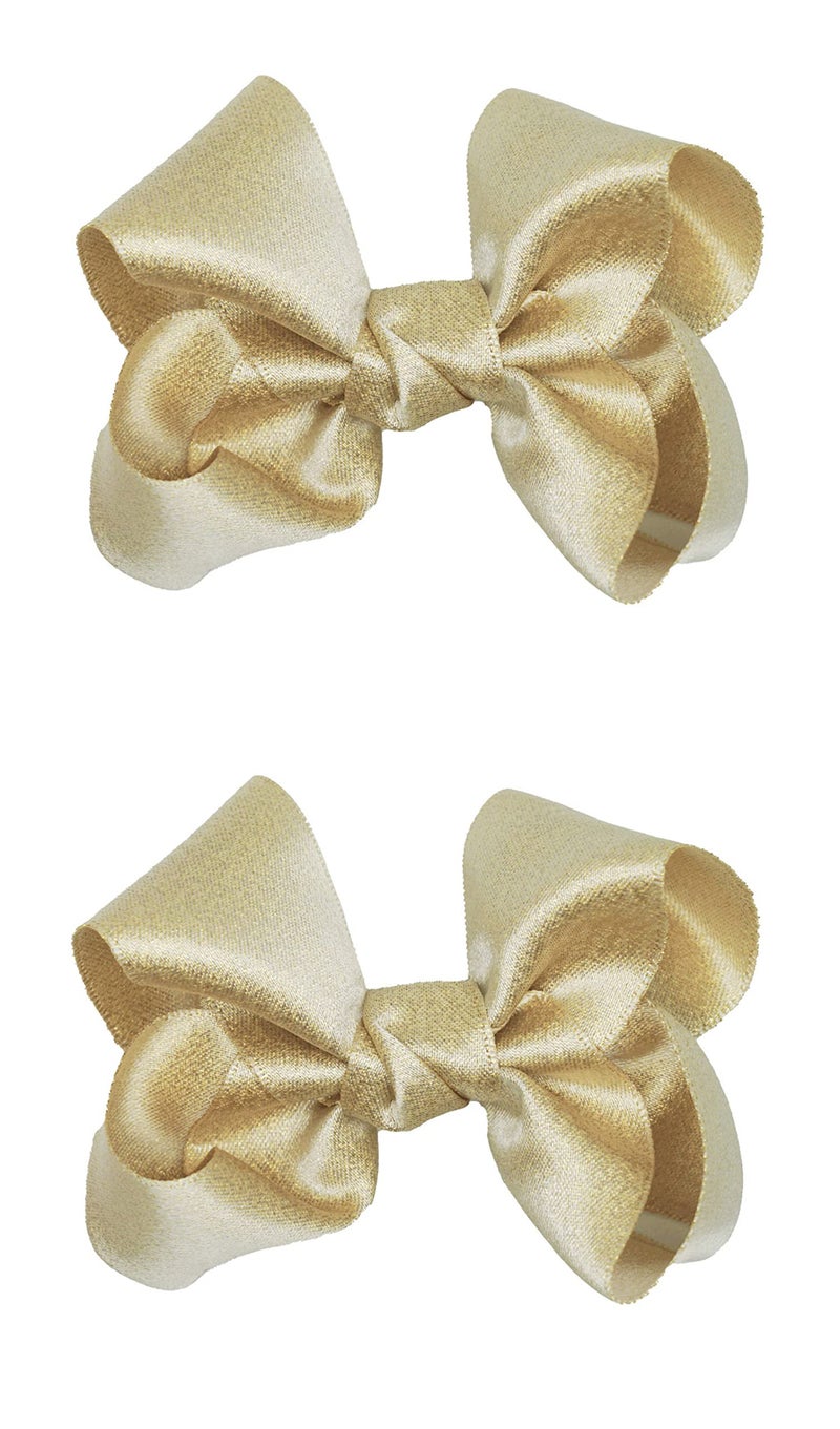 ZOONAI 3 Inch Baby Girl Hair Bows Clips Hairpin Headwear Little Teen Toddler Girls Kids Teens Toddlers Hair Accessories Set of 2 Light Gold