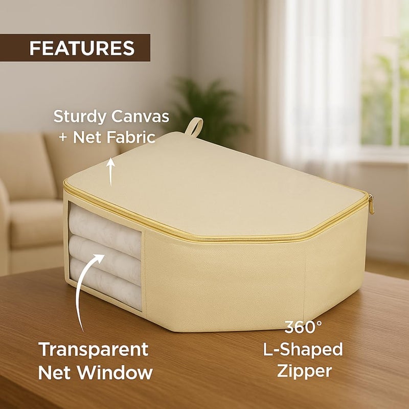 Kottify Premium Cotton Canvas Blouse Organizer – Pack of 2 | Durable Blouse Covers for Wardrobe Storage | Protects Saree Blouses – 38x25x17 cm - Image 5
