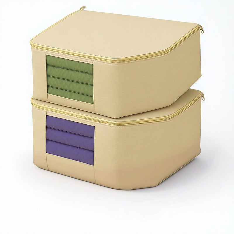 Kottify Premium Cotton Canvas Blouse Organizer – Pack of 2 | Durable Blouse Covers for Wardrobe Storage | Protects Saree Blouses – 38x25x17 cm - Image 1