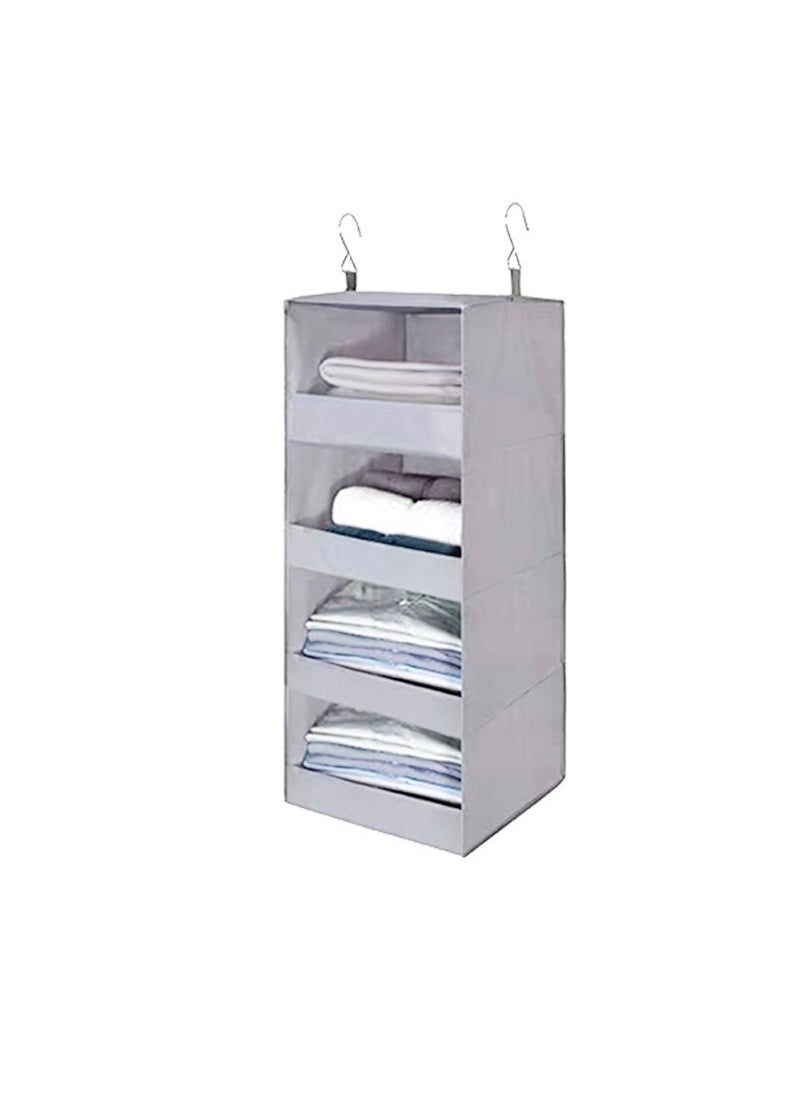 1 x 5 pcs Closet Organizer Hanging Storage Bag Grey four-layer storage hanging bag 