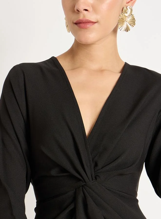 Femmella Femmella V-Neck Twisted Detail Knee Length Dress