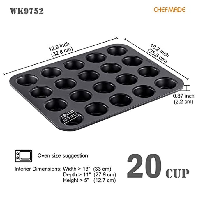 chefmade Muffin Cake Pan, Nonstick Mini 20 Cavity Cupcake Pan - Image 5