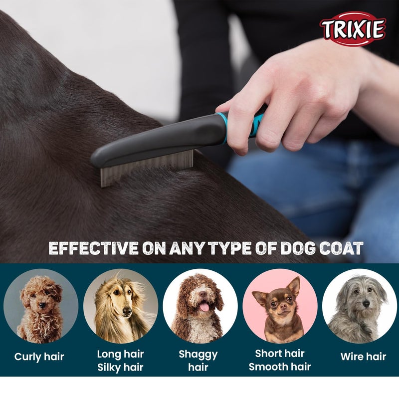 Trixie Flea and Dust Comb for Dogs, Pet Grooming Tool that Helps Remove Fleas and Ticks, Removes Loose Hair and Dirt from Pet's Coat, Help Stimulate Skin and Follicle Health - 21 cm - Image 5