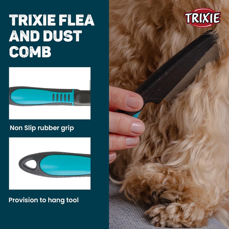 Trixie Flea and Dust Comb for Dogs, Pet Grooming Tool that Helps Remove Fleas and Ticks, Removes Loose Hair and Dirt from Pet's Coat, Help Stimulate Skin and Follicle Health - 21 cm - Image 3