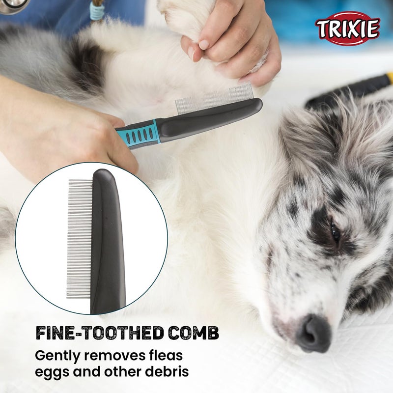 Trixie Flea and Dust Comb for Dogs, Pet Grooming Tool that Helps Remove Fleas and Ticks, Removes Loose Hair and Dirt from Pet's Coat, Help Stimulate Skin and Follicle Health - 21 cm - Image 4