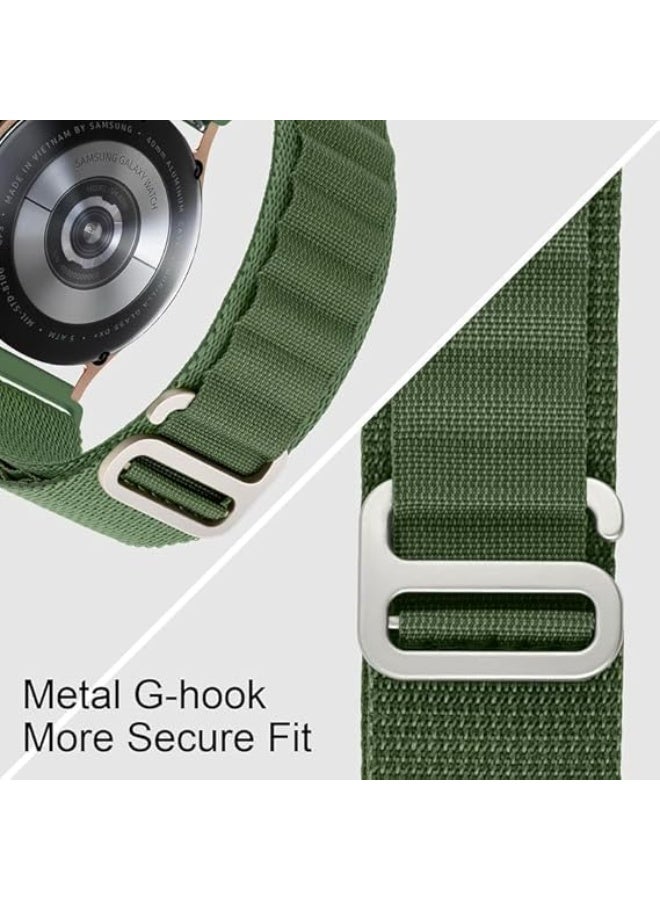 22mm Heavy Duty Band Compatible with Samsung Galaxy Watch 3 Band 45mm/Watch 46mm/Gear S3 Frontier/Classic, Alpine Nylon Sport Strap for Men/Women, Replacement Wristband - Green - Image 3