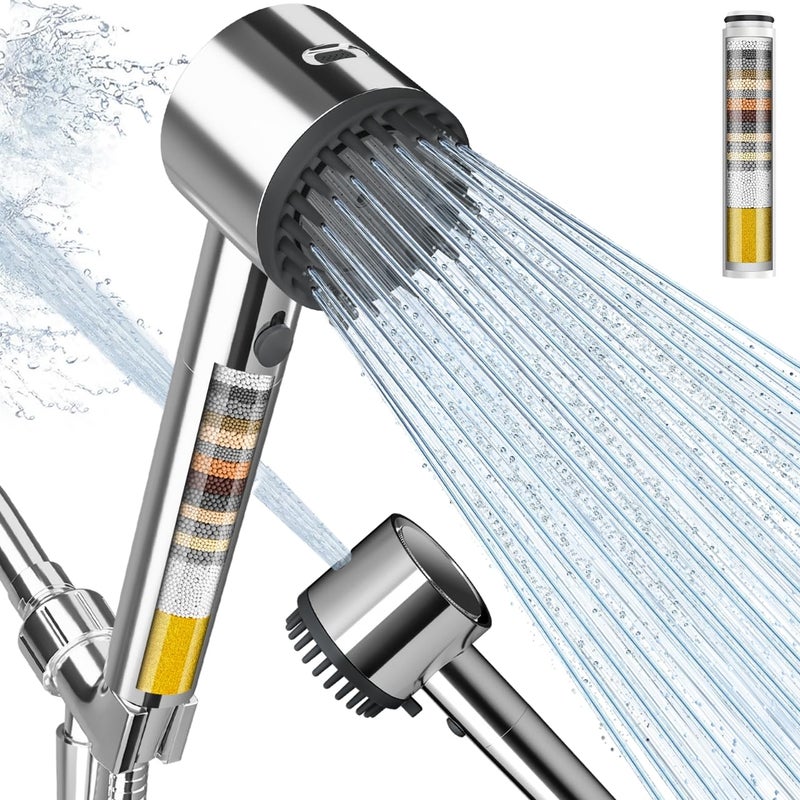 Cobbe Ion Drops Filtered Shower Head with Handheld, High Pressure 4+1 Spray Mode Showerhead with Filters, Built-in Power Wash for Hard Water - Remove Chlorine - Reduces Dry Itchy Skin, Chrome - Image 1