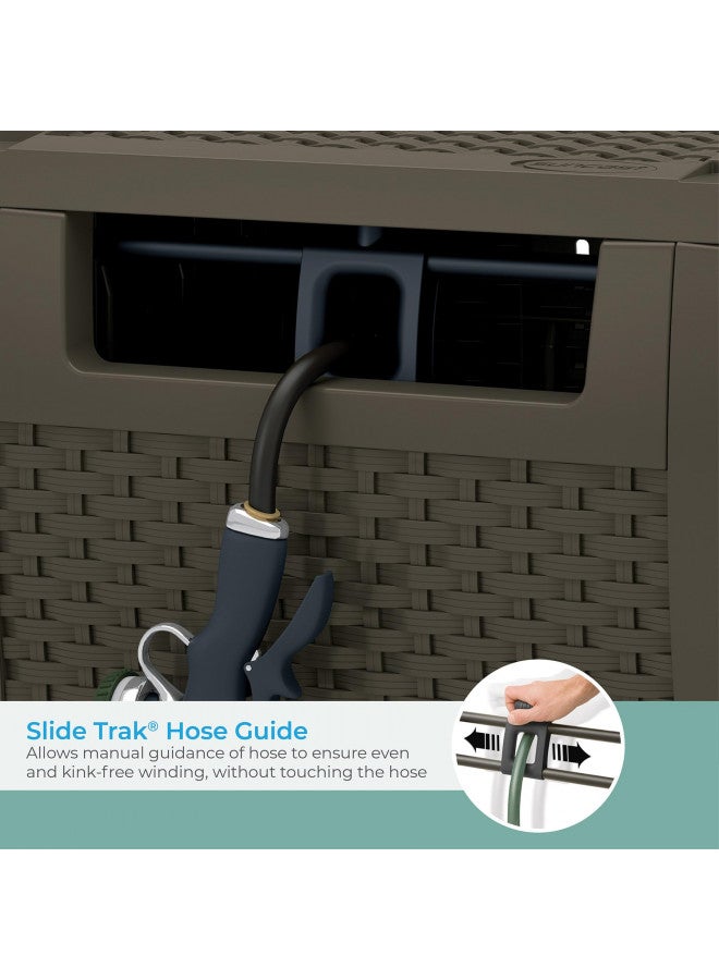 suncast Suncast 175 ft. Wicker Style Resin Hose Hideaway with Hose Guide, Java  - Image 3