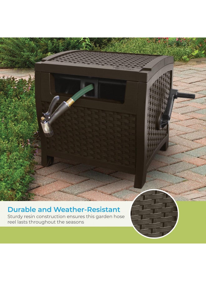 suncast Suncast 175 ft. Wicker Style Resin Hose Hideaway with Hose Guide, Java  - Image 4