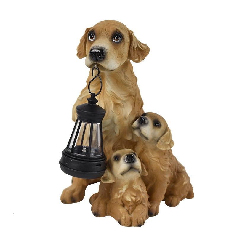 Creative Resin Simulation Golden Retriever Solar Outdoor Light for Garden Path Villa Decor - Image 1
