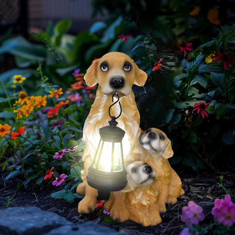 Creative Resin Simulation Golden Retriever Solar Outdoor Light for Garden Path Villa Decor - Image 3