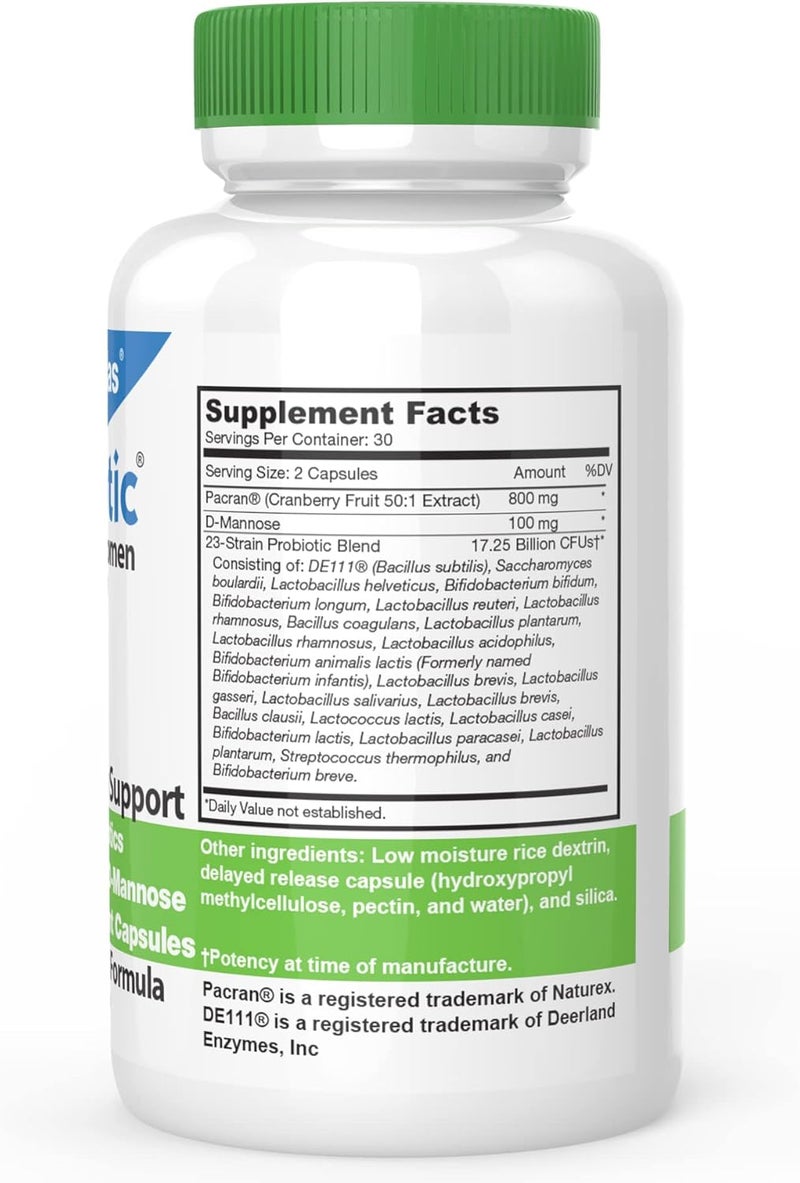 DrFormulas دكتور فورمولا بروبيوتيك التوت البري لصحة النساء المهبلية والمسالك البولية مع الألياف البريبايوتيك D مانوز نيكسا بايوتيك صحة النساء التهاب المهبل مع لاكتوباسيلس أسيدوفيلوس للخميرة 60 كبسولة - Image 2