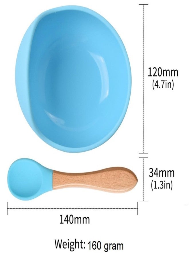 DODHAR Silicone Baby Bowls with Spoon, Baby Feeding Set Suction Bowls for Kids Toddlers -BPA Free-Baby Dishes Utensils (Blue) - Image 3