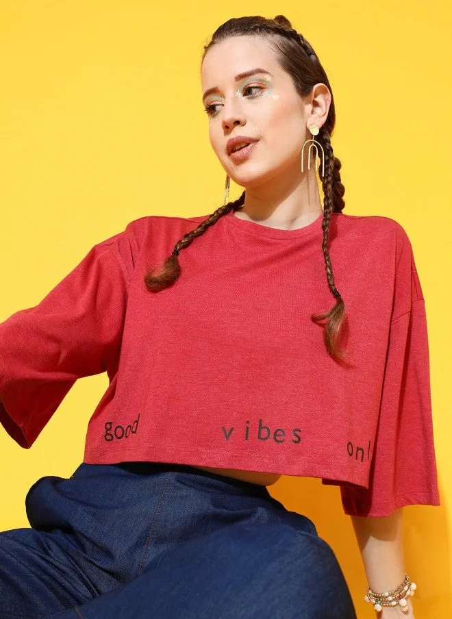 STREET 9  Red Boxy T-Shirt for Women  | Best Price UAE