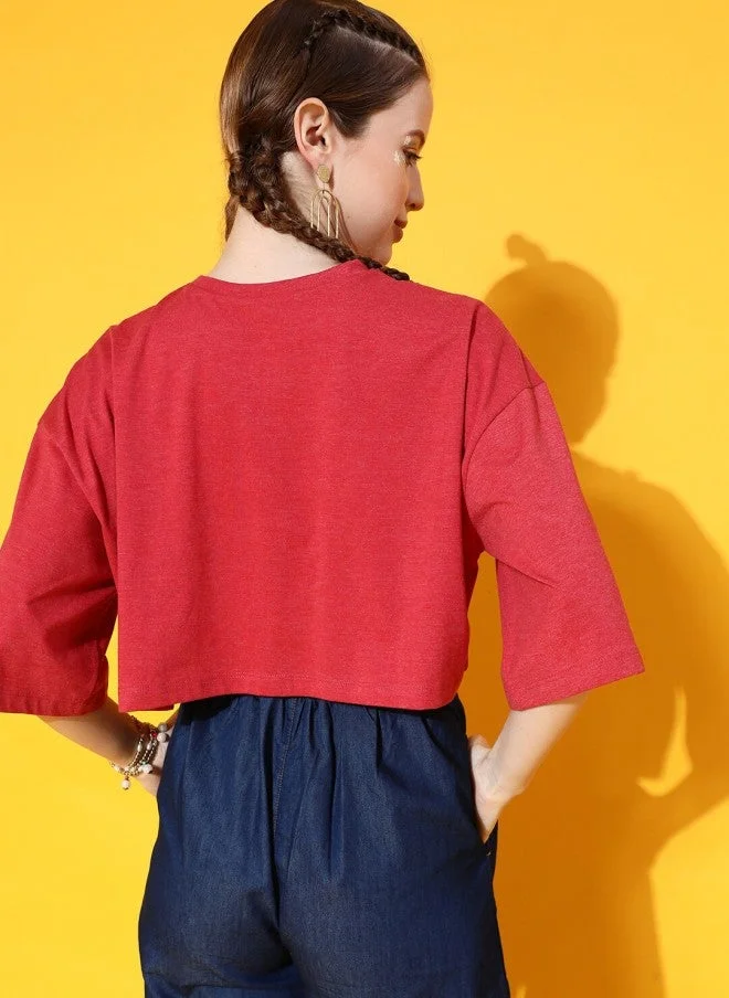 STREET 9  Red Boxy T-Shirt for Women  | Best Price UAE