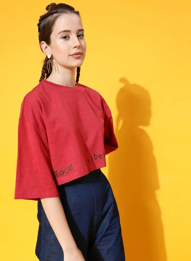 STREET 9  Red Boxy T-Shirt for Women  | Best Price UAE