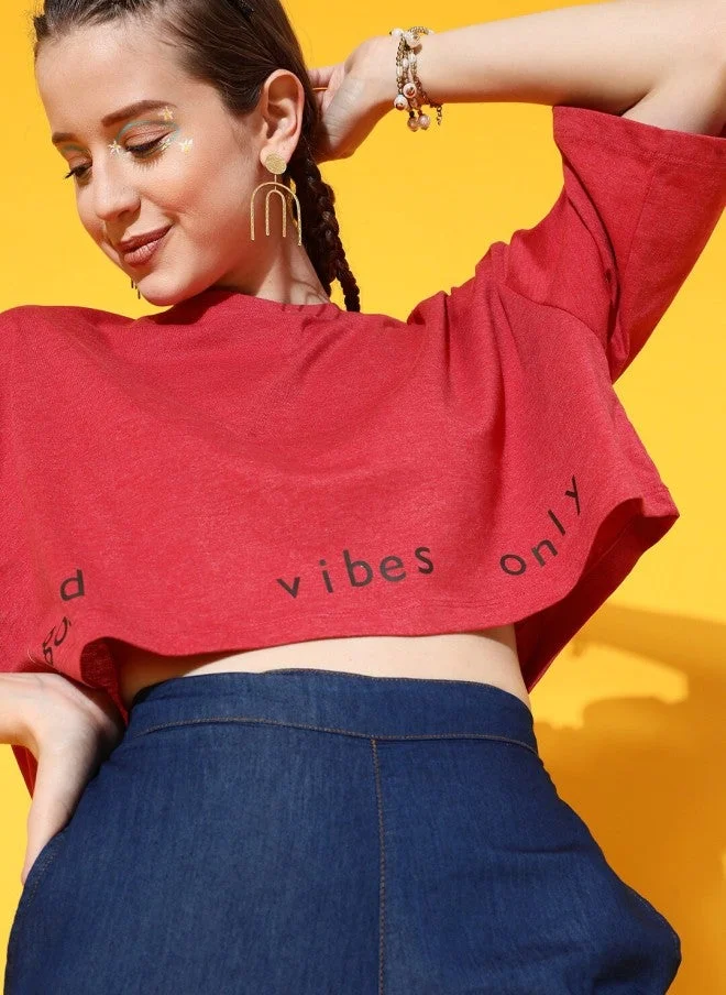 Red Boxy T-Shirt for Women
