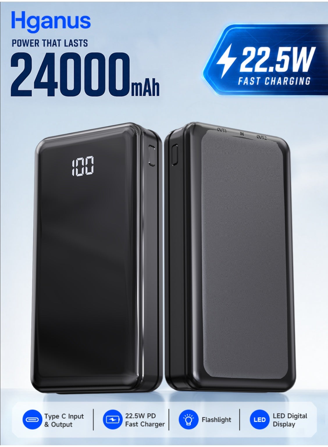 Hganus Hganus Powerbank 22.5W 24000mAh 460 g Z081A2D3BF79ED01318DDZ