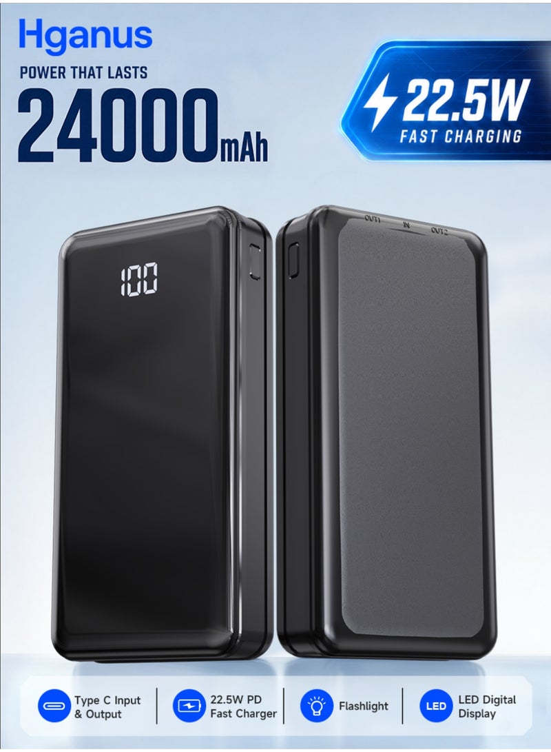 Hganus 24000mAh USB-C PowerBank, 24000mAh Portable Charger, High-Capacity Battery Pack for iPhone 17/16/15 Series, Samsung, Huawei, Xiaomi, Redmi, Vivo, Oppo, iPad, Apple Watch and More - Image 1