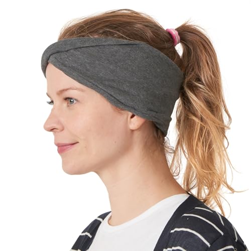 CHARM Womens Headband Hairband Bandana - Mens 100% Organic Cotton Yoga Hair Band Made in Japan Soft Chemo Head Wrap Sensitive Skin by Casualbox Dark Gray - Image 1