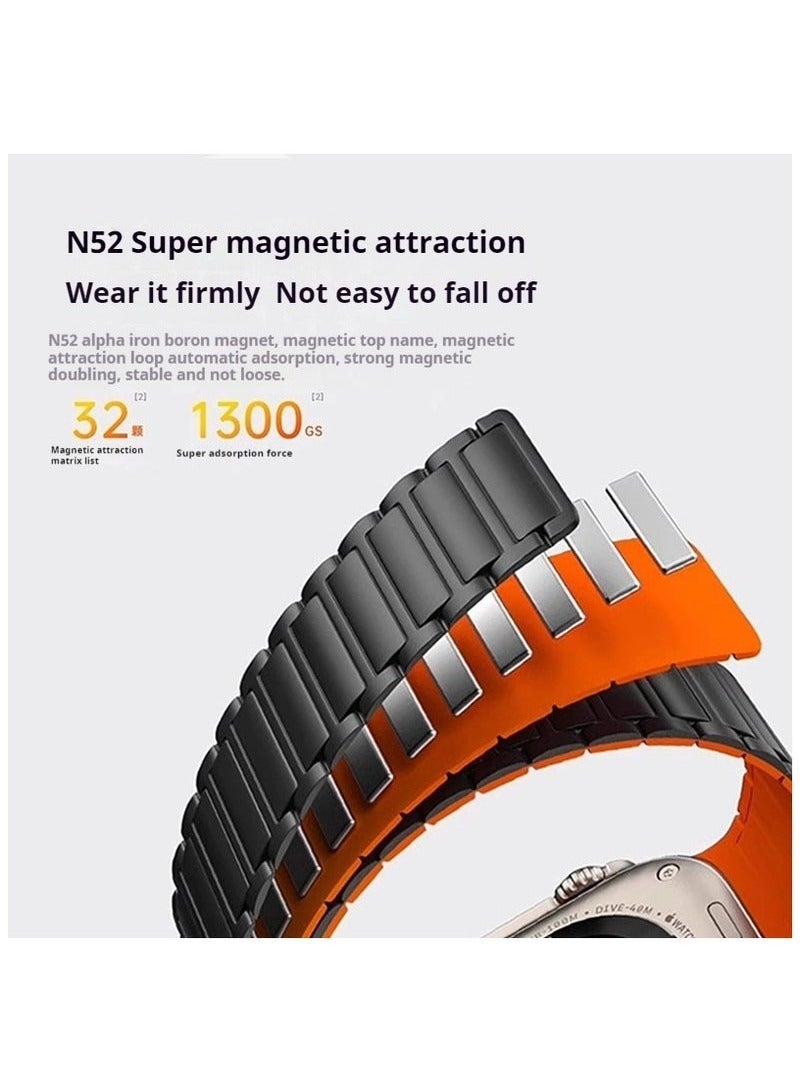 Magnetic Silicone Band for Apple Watch Ultra Ultra2/ 9 8 7 6 5 4 3 2 1 SE,Soft Silicone Waterproof Strap Wristbands Compatible with iWatch Apple Watch Series Ultra 49mm 45mm 44mm 42mm Women Men - Image 2