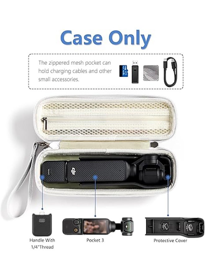 Protective Bag Portable for DJI Osmo Pocket 3 and Accessories, Compact Portable Hard Storage Case with Wrist Strap Two Way Zipper (White) - Image 3