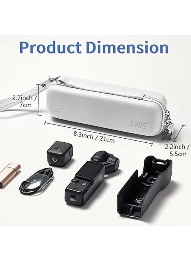 Protective Bag Portable for DJI Osmo Pocket 3 and Accessories, Compact Portable Hard Storage Case with Wrist Strap Two Way Zipper (White) - Image 2