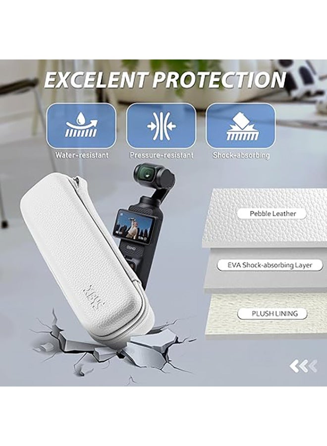 Protective Bag Portable for DJI Osmo Pocket 3 and Accessories, Compact Portable Hard Storage Case with Wrist Strap Two Way Zipper (White) - Image 4