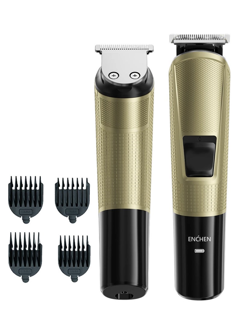 ENCHEN Enchen Beardo 3 Trimmer for men, 8000 RPM, Low Noise, Self Sharpening Stainless Steel Blades, Indicator Light, Up To 120 Minutes Of Use | Beardo-3 Black&Gold  - Image 1