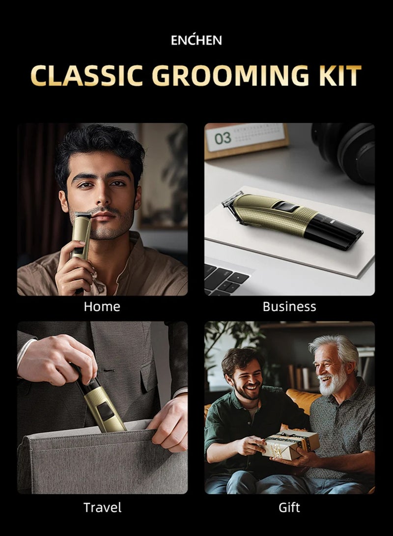 ENCHEN Enchen Beardo 3 Trimmer for men, 8000 RPM, Low Noise, Self Sharpening Stainless Steel Blades, Indicator Light, Up To 120 Minutes Of Use | Beardo-3 Black&Gold  - Image 5