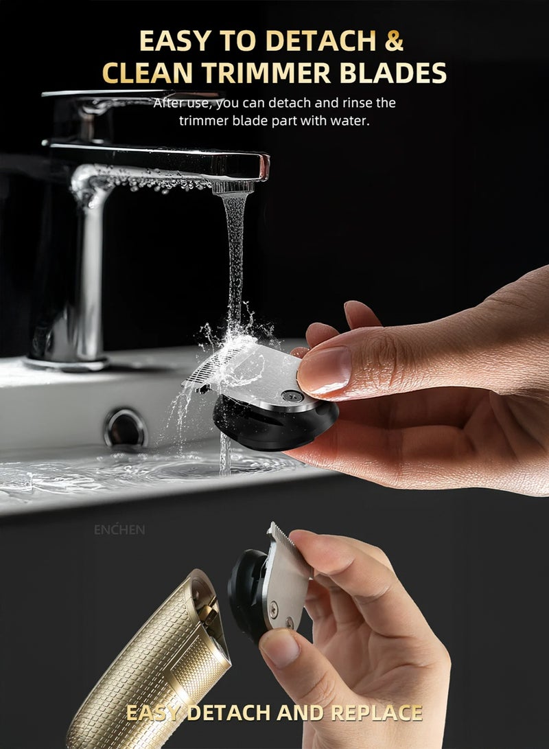 ENCHEN مقص شعر للرجال، مقص لحية قابل لإعادة الشحن مع قفل للسفر ومؤشر للبطارية، ماكينة حلاقة تدعم الشحن السريع TYPE-C، 100 دقيقة من التشغيل واستخدام بدون سلك - Image 3