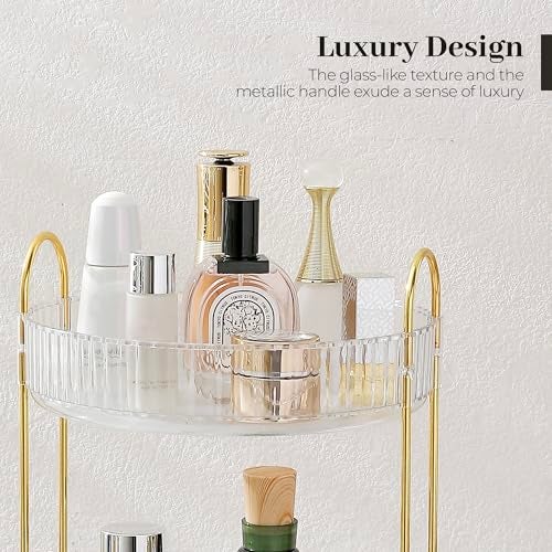 Aveniee Rotating Makeup Organizer for Vanity, 3 Tier Perfume Skincare Organizers and Storage for Bathroom Countertop, Clear Spinning Counter Cosmetic Holder for Dresser,White - Image 4