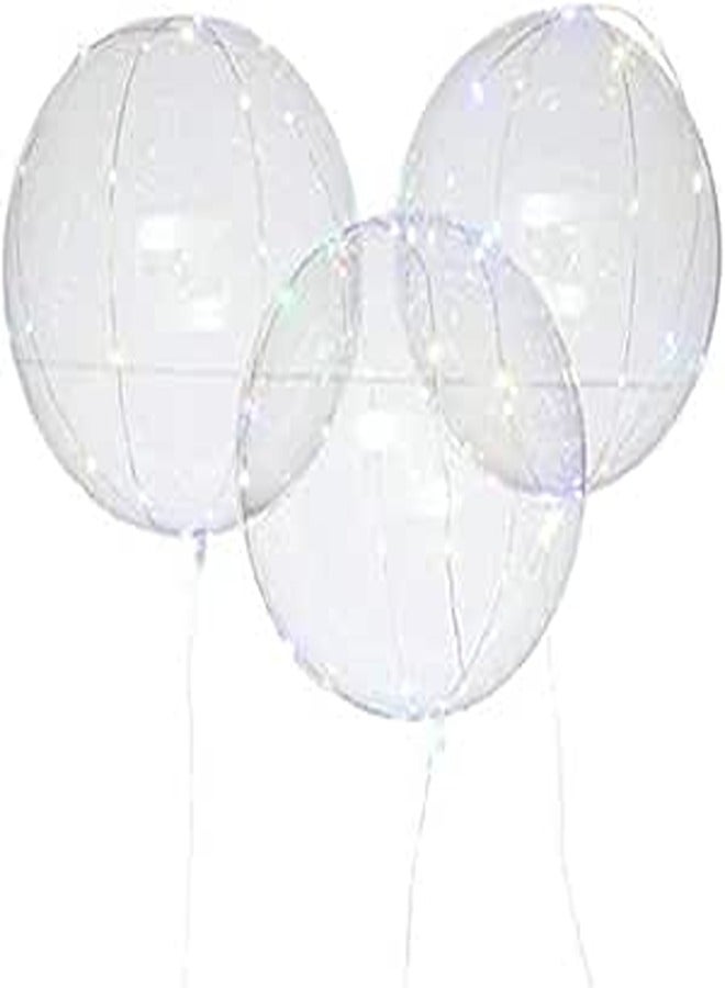 18 Inch LED Light Up Bobo Balloons, Latex Clear Transparent Round Bubble Colorful Flash String Decorations Wedding Room Courtyard Kids Birthday Party Set Glow Christmas Halloween Decor 