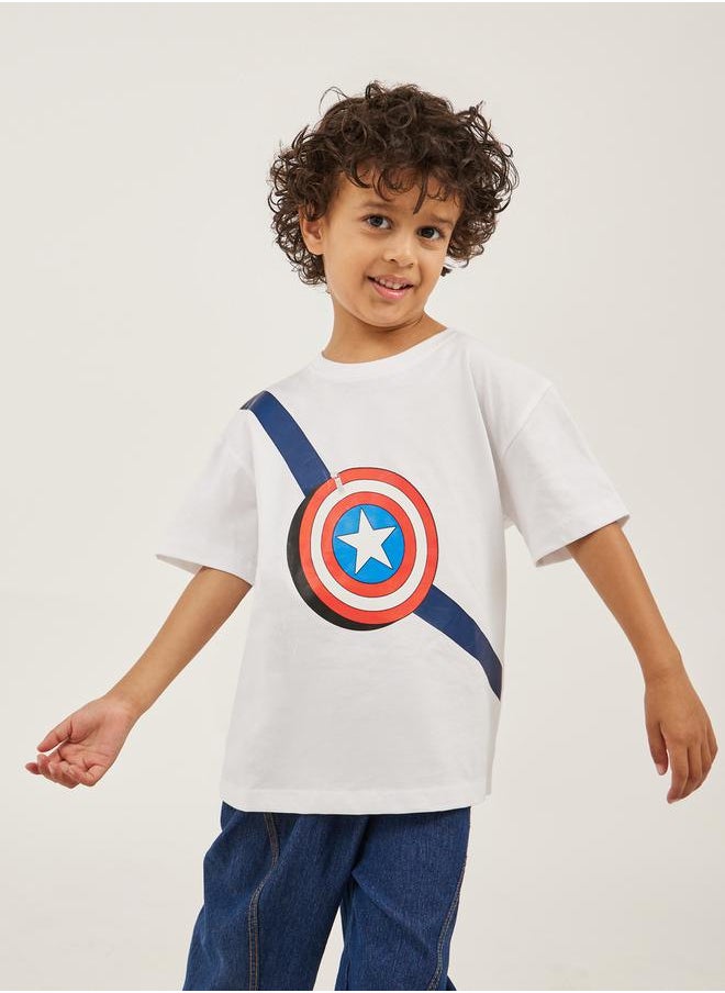Styli Captain America Graphic Print Dropped Shoulder Oversized T-Shirt  - Image 1