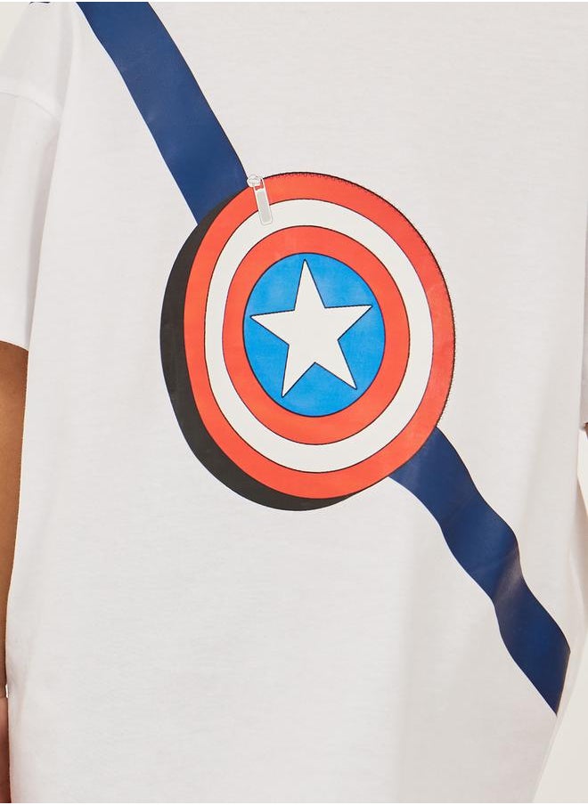 Styli Captain America Graphic Print Dropped Shoulder Oversized T-Shirt  - Image 3